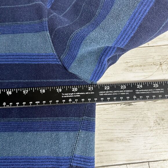 Eddie Bauer 1/4 Zip Pullover Fleece Sweatshirt Mens Medium Blue Striped - Picture 7 of 8